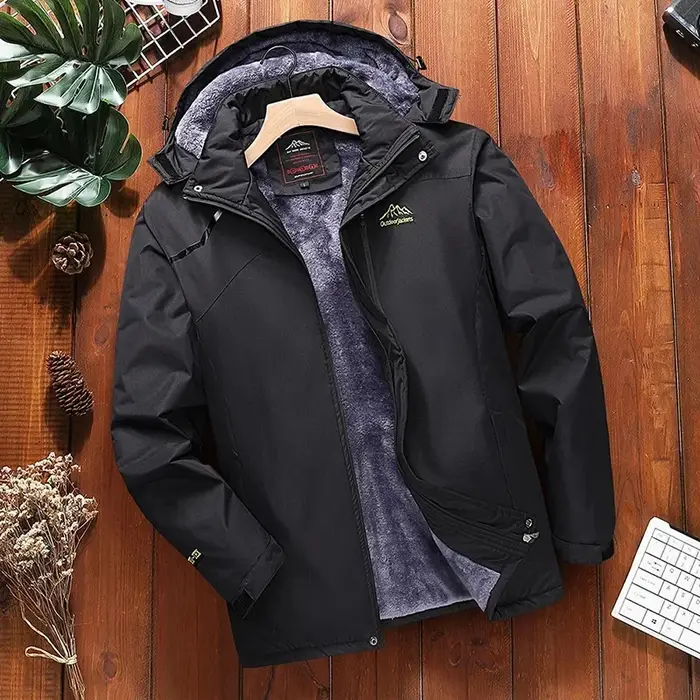 Vêtements d'escalade en plein air pour hommes, doublure polaire épaisse, grande taille, veste chaude