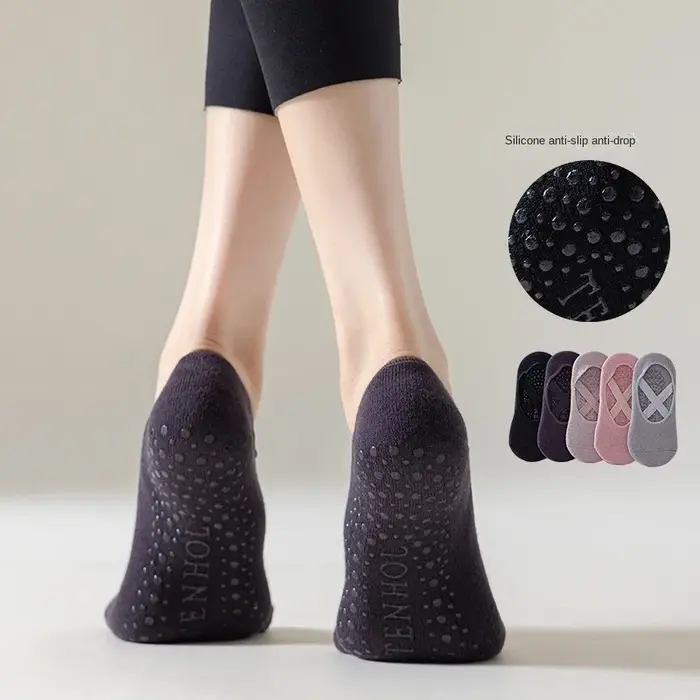 Chaussettes yoga femme antidérapantes silicone coton pilates barre sans marque EUR 34-39