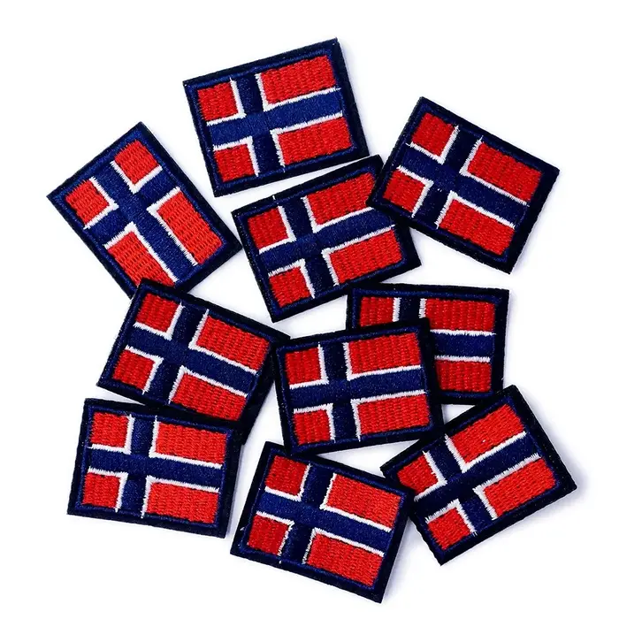 Patchs de drapeau de la Norvège, broderie appliquée, vêtements de repassage, fournitures de couture,