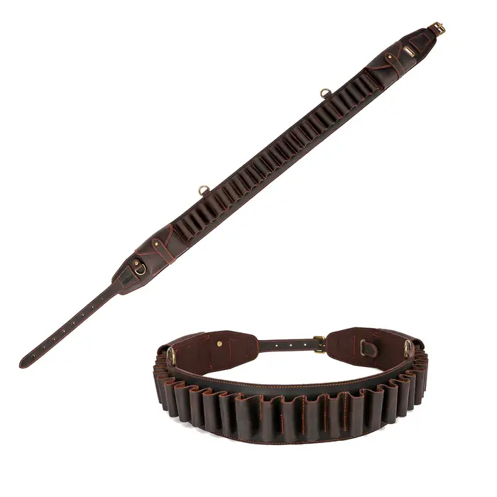 Tourbon-Ceinture de fixation pour odor, accessoires de chasse, calibre 12, cuir véritable marron, po
