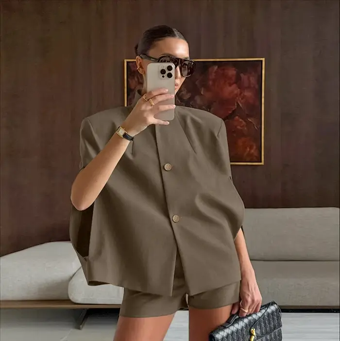 Ensemble pantalon court à jambes larges pour femme, tenue quotidienne, décontractée, Chic, couleur u