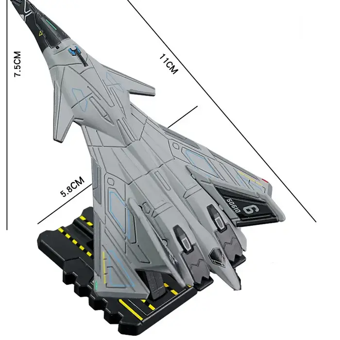 Modèle de chasseur de science-fiction en alliage 1: 200, modèle d'ornement d'avion simulé, cadeaux d