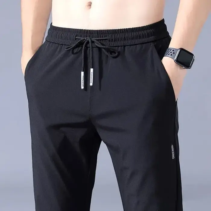 Pantalons pour hommes 2025 été nouveau noir gris mince affaires pantalons décontractés en plein air 