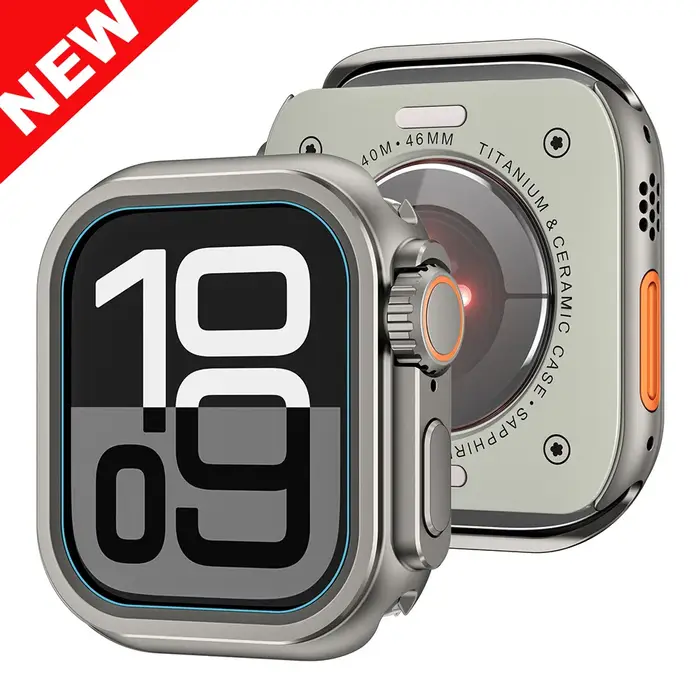 Cadre bumper métal pour Apple Watch 46mm 45mm 44mm - Protection coque iWatch série 10 9 8 7 6 5 SE Ultra 2