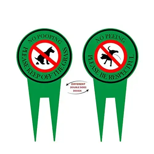 Panneau double face pour empêcher les chiens de faire caca ou de pipi sur votre pelouse, avec pieu