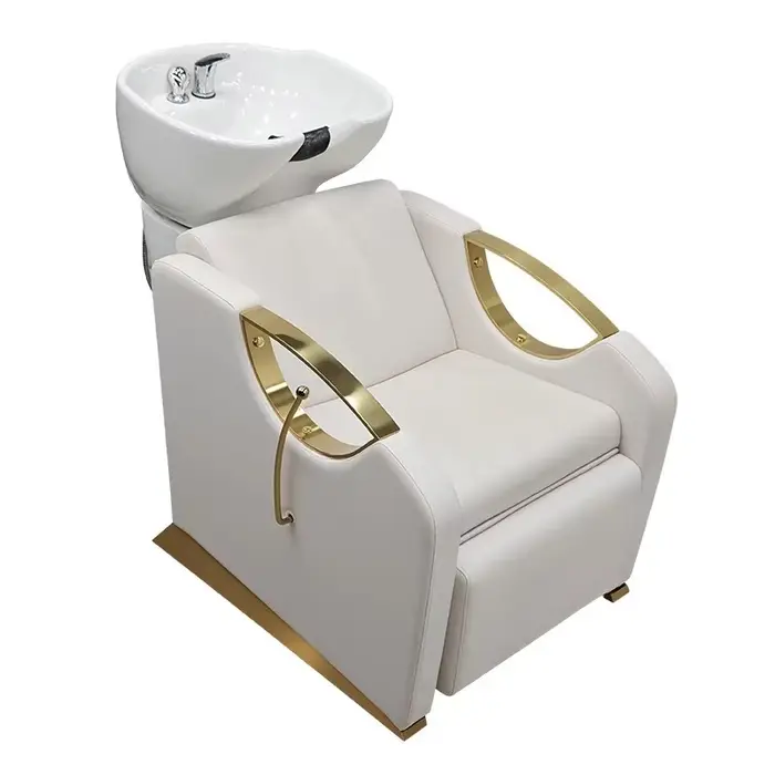 Lit de shampoing Spa avec bol de shampoing en céramique, Station de lavage de cheveux moderne, équip