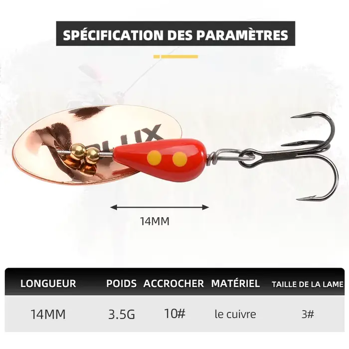 Leurre cuillère tournante BLUX AR-S 3.5g laiton pour truite de rivière pêche en eau douce leurre artificiel