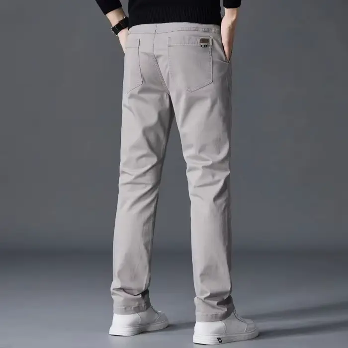 Pantalon en coton pour homme, coupe droite classique, élastique, couleur unie, décontracté, pour aff
