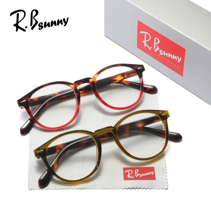 Lunettes de lecture rondes pour hommes et femmes, 2 pièces, monture de couleur Chic, Anti-lumière bl