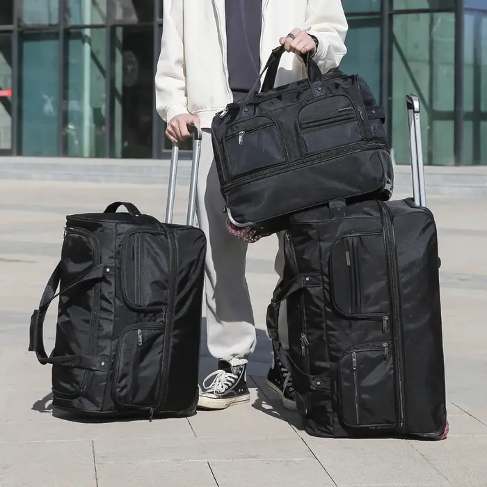 Sac vérifié de la compagnie aérienne Sac de bagage mobile pliable à l'étranger avec chariot Bagage d