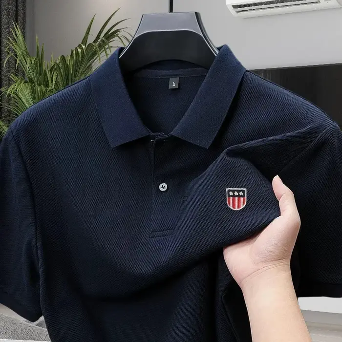 Polo haut de gamme pour homme brodé, coton pur, style business décontracté, respirant, pour printemps et été, occasion bureau, disponible en plusieurs tailles et couleurs