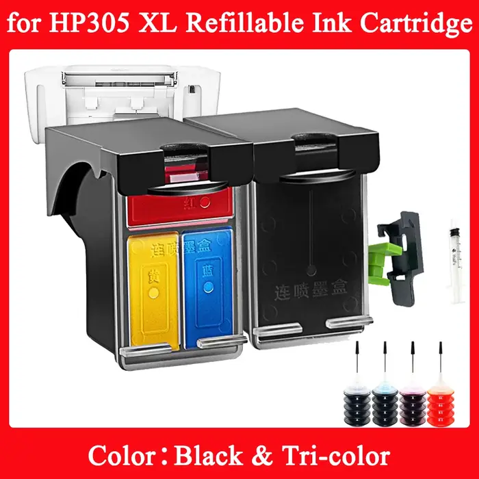 Pour cartouche d'encre rechargeable HP305XL Compatible 305 ​ Pour HP DeskJet Plus série 4100 4110 4120 4121 4122 4130 pinters
