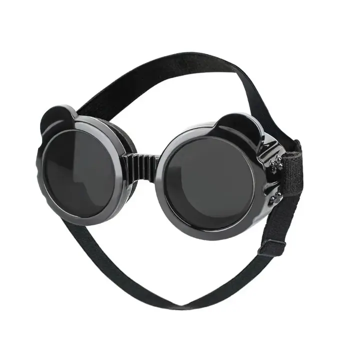 Lunettes de soleil rondes pour chien, anti-UV, réglables, avec cordon coupe-vent, pour chiens et chi