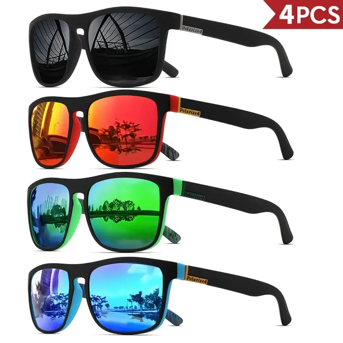 Lunettes de soleil polarisées carrées sport UV400 pour chasse pêche conduite - Hommes unisex