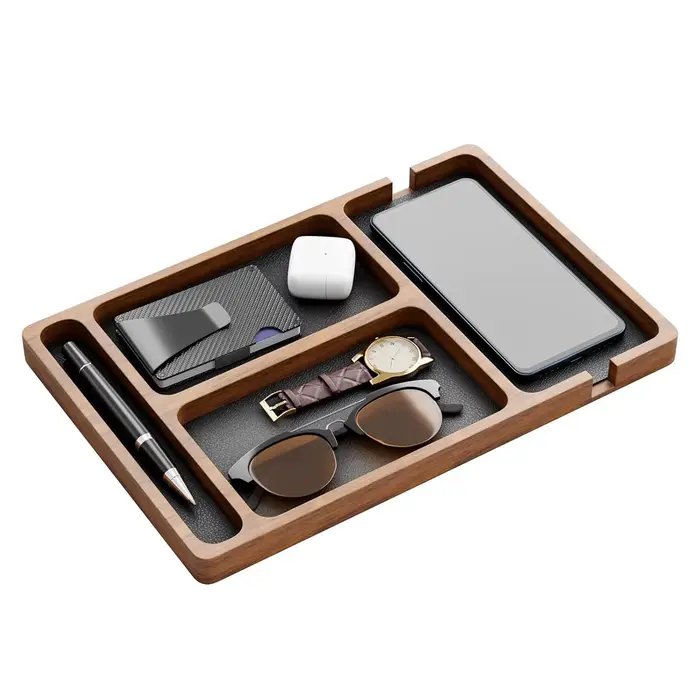 Ooden bureau boîte de rangement de bureau cloison en bois massif boîte de rangement téléphone portable casque débris boîte de rangement plateau de rangement en bois