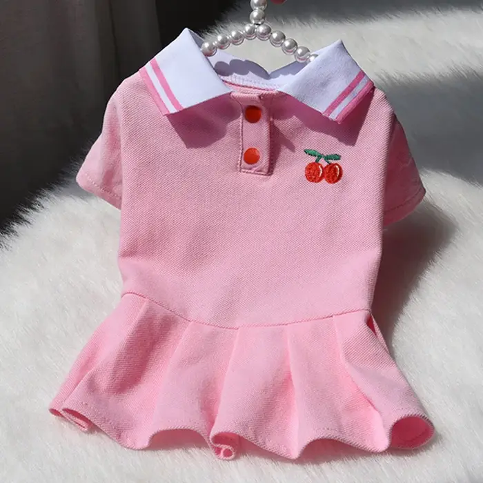 Robes polo mignonnes pour petits chiens et filles, jupe pour chiot avec ourlet plissé, Costume d'été