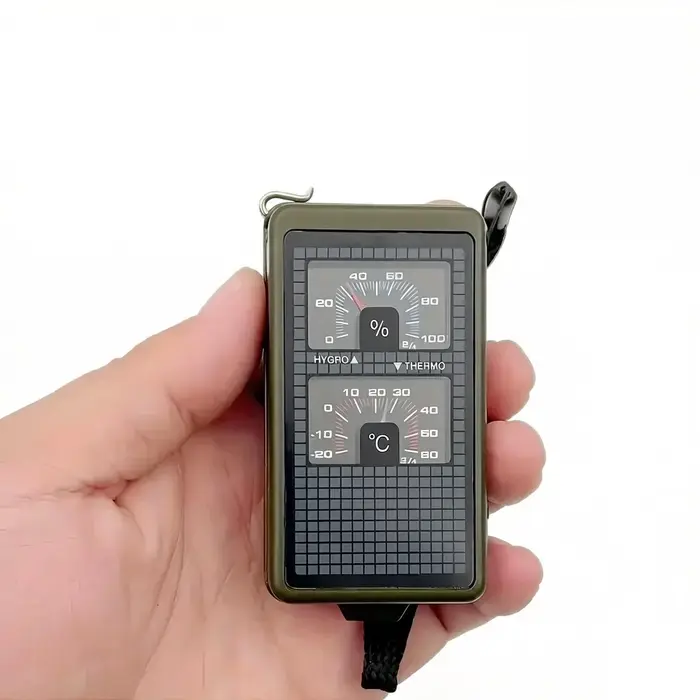 Boussole de survie 10-en-1 avec thermomètre et hygromètre, boussole militaire multifonctionnelle pou