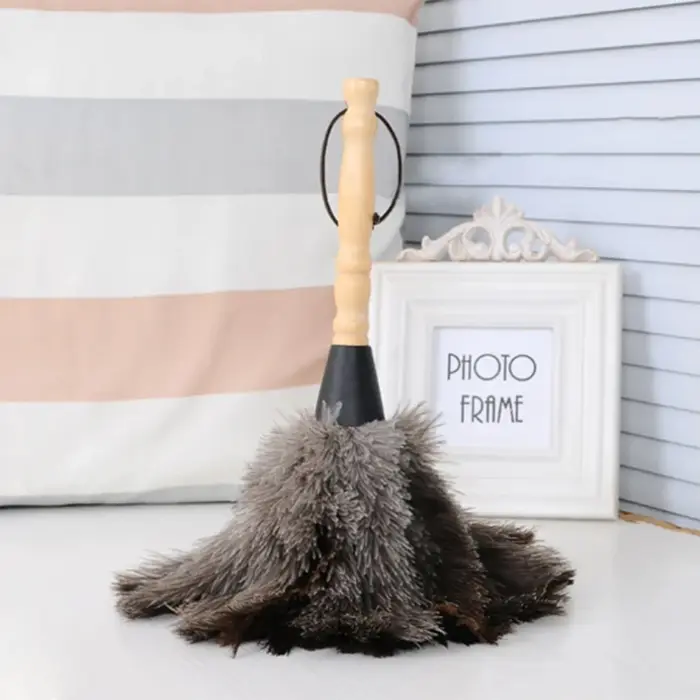 Plumeau en plumes d'autruche naturelles avec manche en bois, brosse à poussière écologique, fournitu