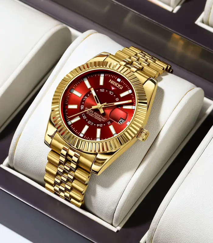Montre homme NIBOSI 2026 quartz acier inox étanche avec date classique bracelet poignet reloj