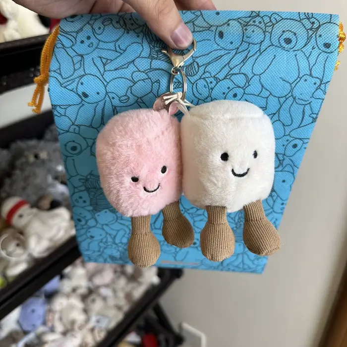 Peluche coton chat bonbons bicolore joli doux bicolore porte-clés croissant peluche porte-clés ceris