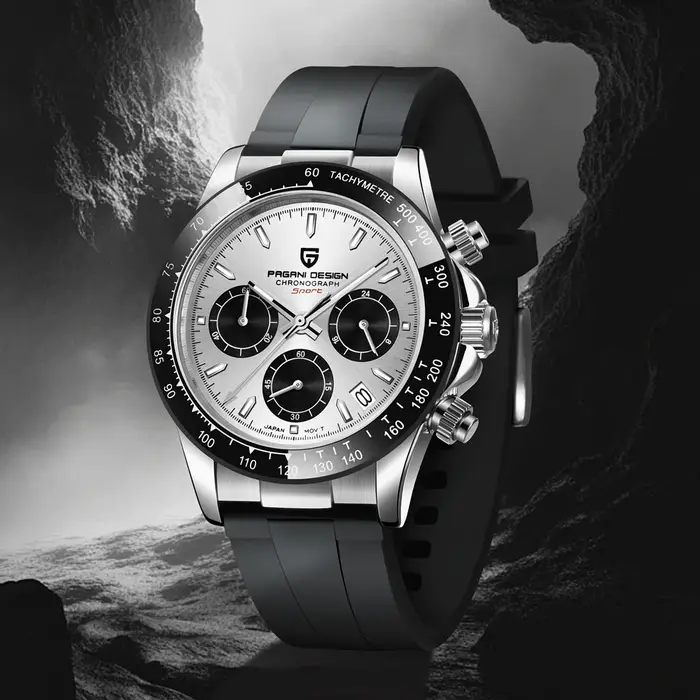 Montre homme automatique PAGANI DESIGN 1664 luxe mouvement VK63 verre saphir AR étanche 100m bracelet caoutchouc