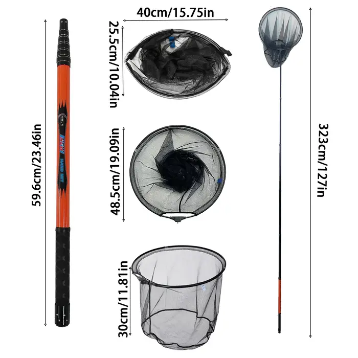 Filet de pêche télescopique MBLN 3M en fibre de carbone