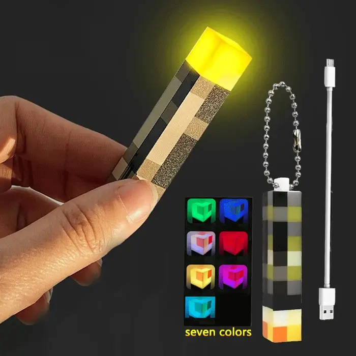 MC Games Mini torche périphérique lumière LED porte-clés pendentif Pixel torche lampe de poche lumiè