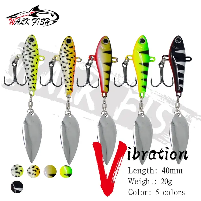 WALK FISH 1 pièces leurre de pêche tête plombée poisson 20g VIB cuillères de Rotation pêche en océan