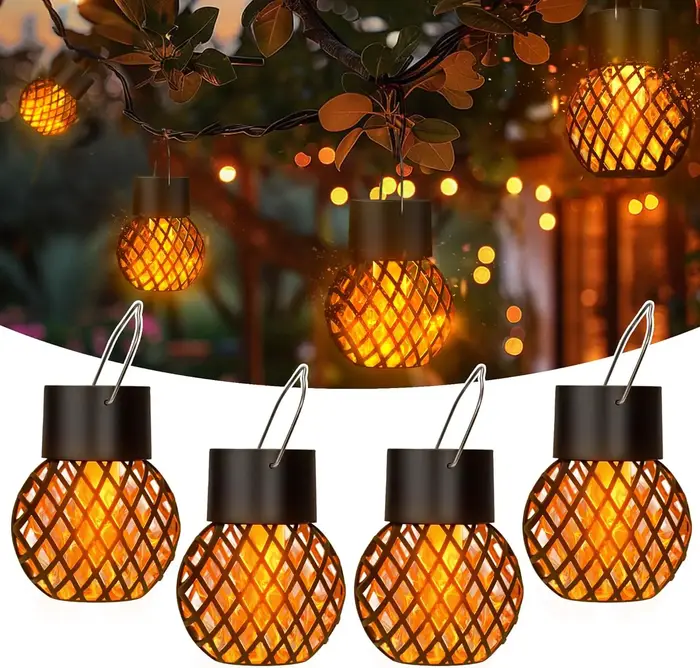 Lanterne solaire LED à effet de flamme pour l'extérieur, lampe de décoration de jardin étanche, lumi