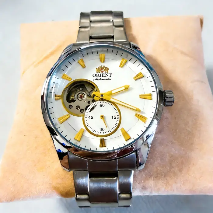 Montre Mécanique Automatique ORIENT Homme Cadran Squelette Acier Inoxydable Luminova Étanche Wristwatch Professionnelle