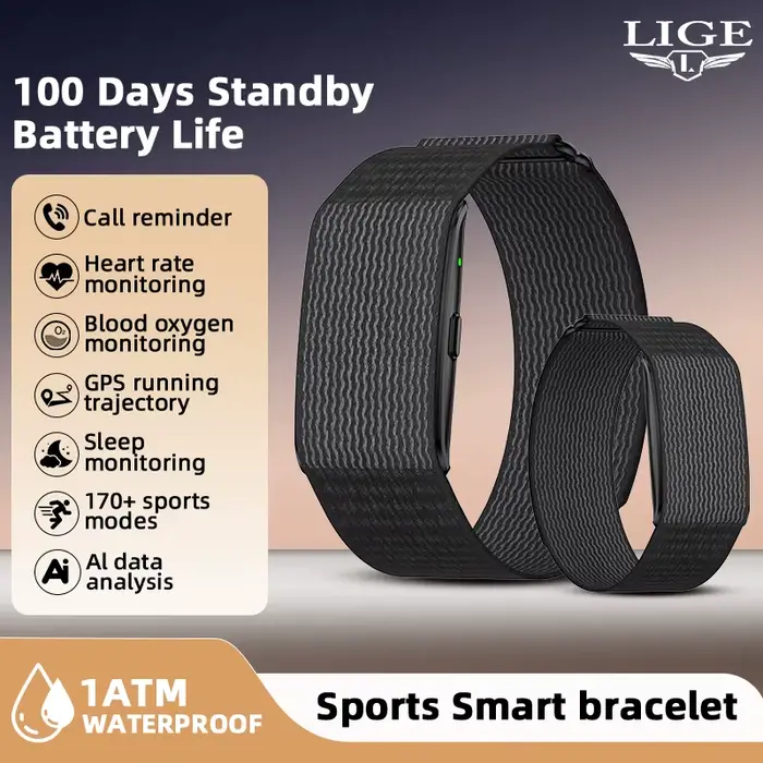 Bracelet connecté sans écran suivi rythme cardiaque sommeil AI - Notifications appels santé