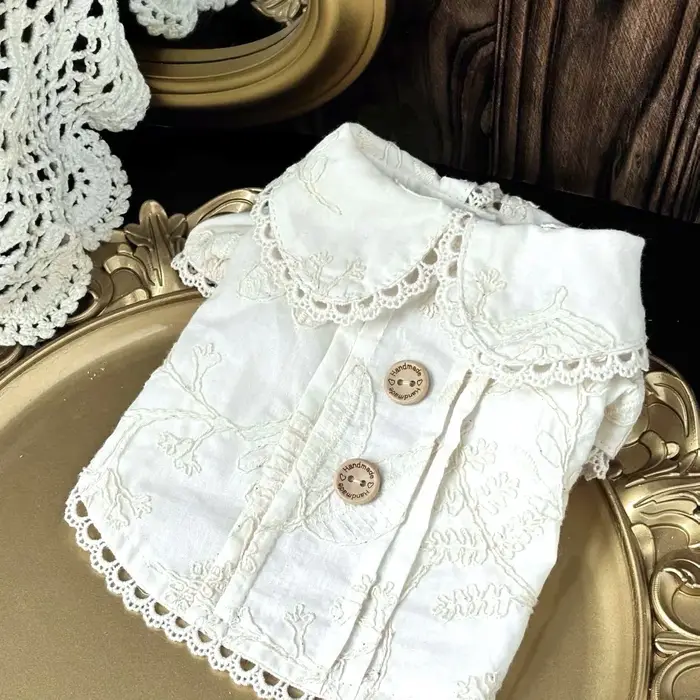 Chemise brodée pour chat et chien, gilet imprimé à revers pour petit chien, vêtements pour chiot, vê