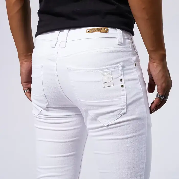 Jean blanc décontracté pour hommes, nouveau pantalon en Denim, confortable, extensible, coupe cintré