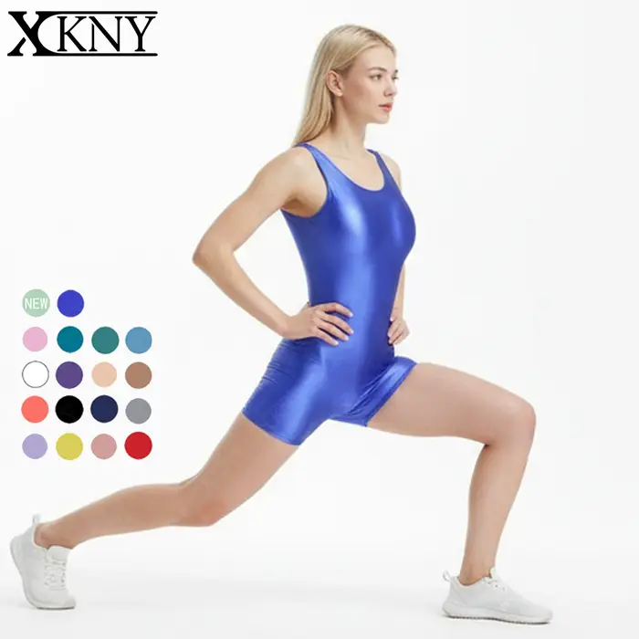 XClocKNYoung Collant satiné brillant Sexy Oil Glossy Combinaison une pièce Gilet Pantalon de sport C