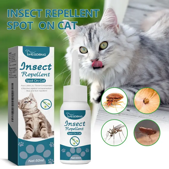 YEGBONG 50ml Liquide anti-puces et anti-tiques pour chiens et chats, action rapide, imperméabilisati