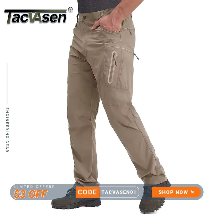 Pantalon pêche chasse été léger TACVASEN séchage rapide nylon randonnée cargo travail décontracté multi-poches