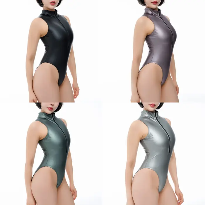LEOHEX Maillot de bain de compétition pour femme avec fermeture éclair sur le devant, finition mate,