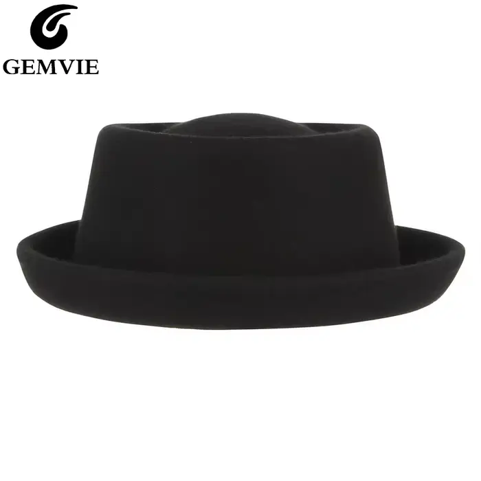 GEMVIE-Chapeau Classique en Feutre Doux pour Homme et Femme, Fedora à Bord Incurvé, 100% Laine, Auto
