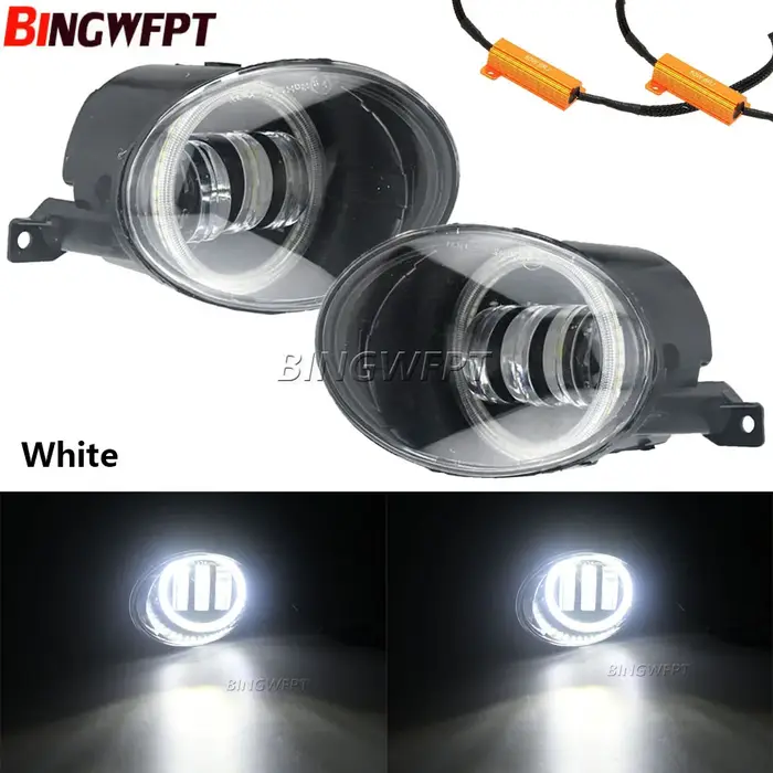 Feu antibrouillard œil d'ange pour voiture, 2 pièces, lentille LED, feux de jour DRL 30W 6000LM 12V 