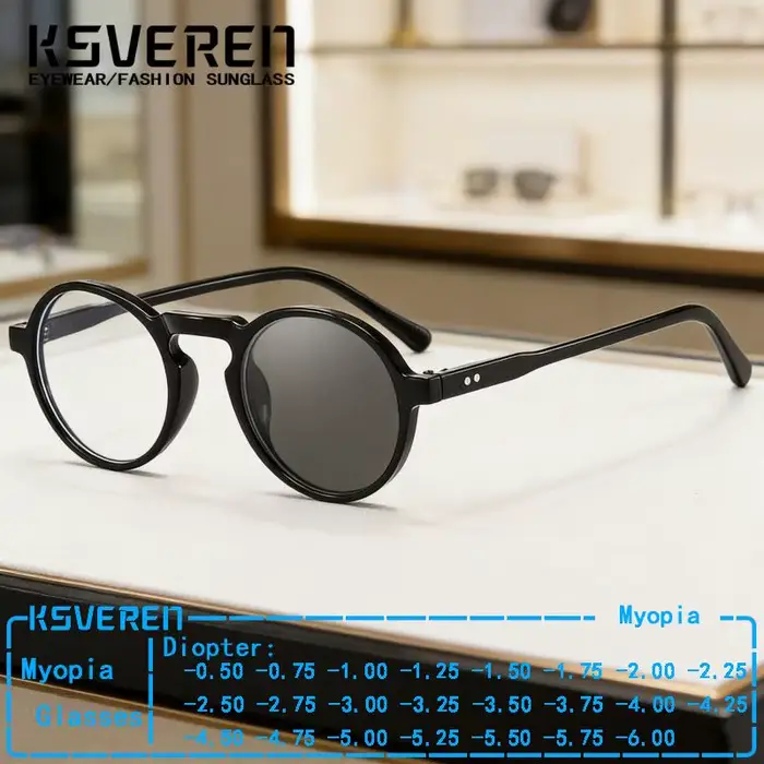Lunettes rondes Vintage photochromiques pour myopie, pour hommes et femmes, sur Prescription de forc