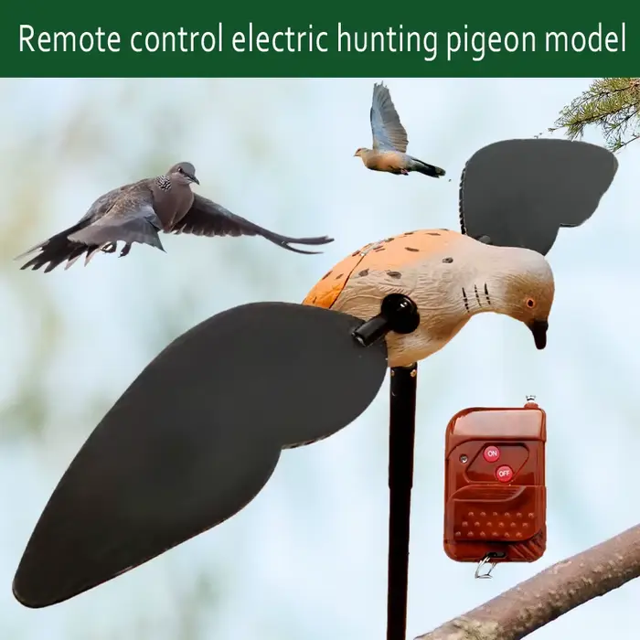 Leurre pigeon électrique télécommandé avec ailes tournantes - Appât de chasse haute technologie