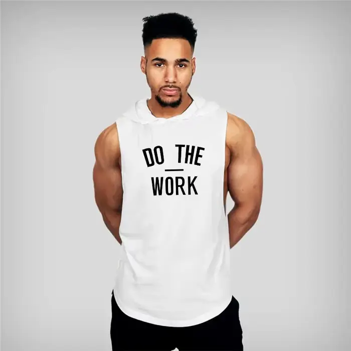 Vêtements de sport à capuche pour hommes, chemise de musculation en coton précieux, haut de fitness,