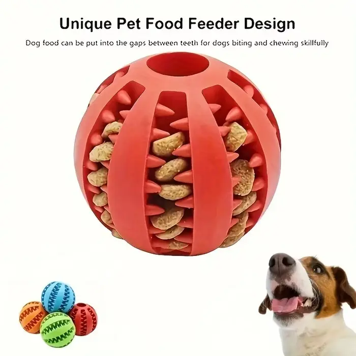 Balle à mâcher pour chien résistante - Distributeur de friandises nettoyant dents - Jouet chasse non toxique