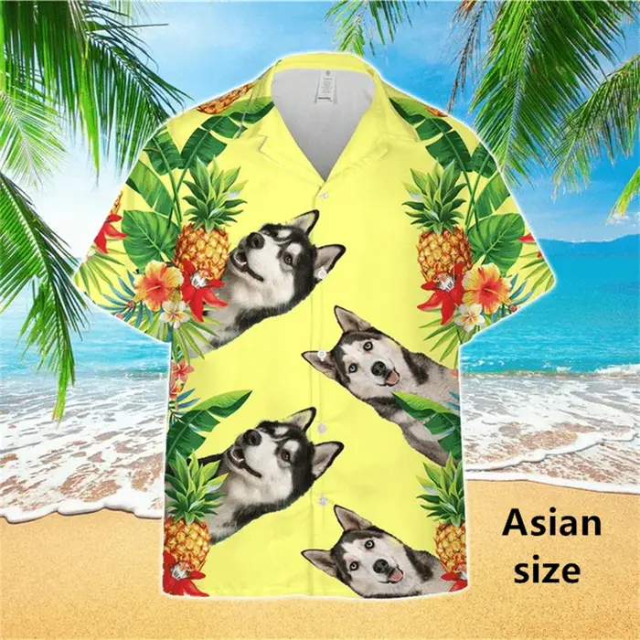Chemise hawaïenne à manches courtes pour hommes et femmes, chemise à imprimé graphique drôle de chie