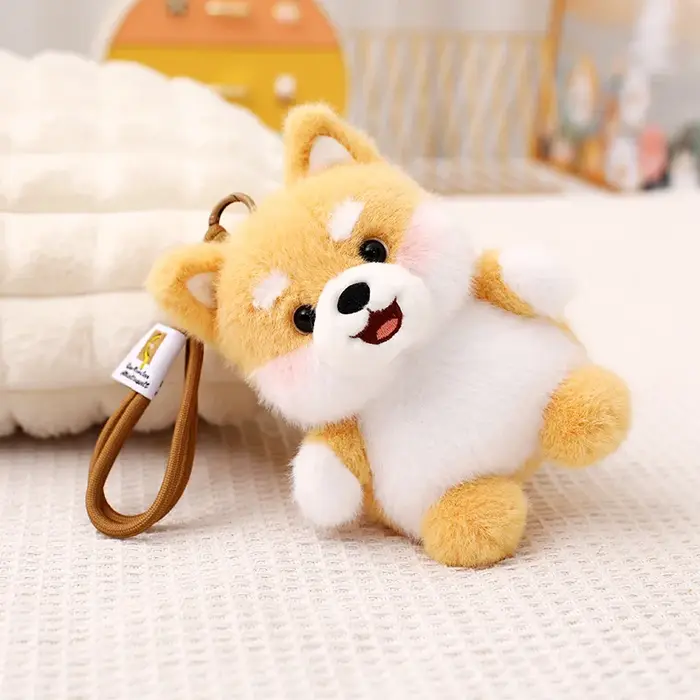 Jouet en peluche chien de dessin animé doux, pendentif, joli ours Husky Corgi Schnauzer, porte-clés 