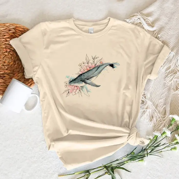 T-shirt baleine pour femmes, streetwear, graphique japonais, y2k, vêtements de styliste