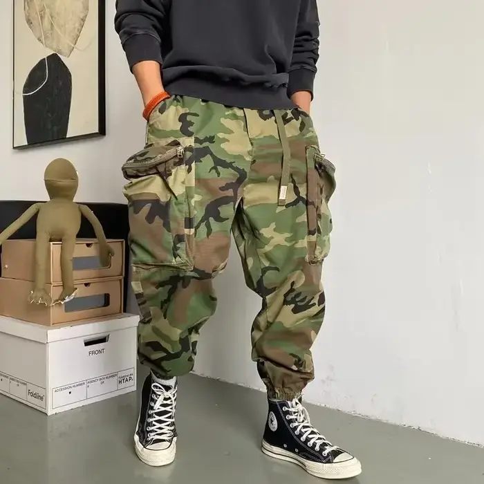 Pantalon tactique camouflage homme harem poches multifonctions ample sport jogging entraînement extérieur