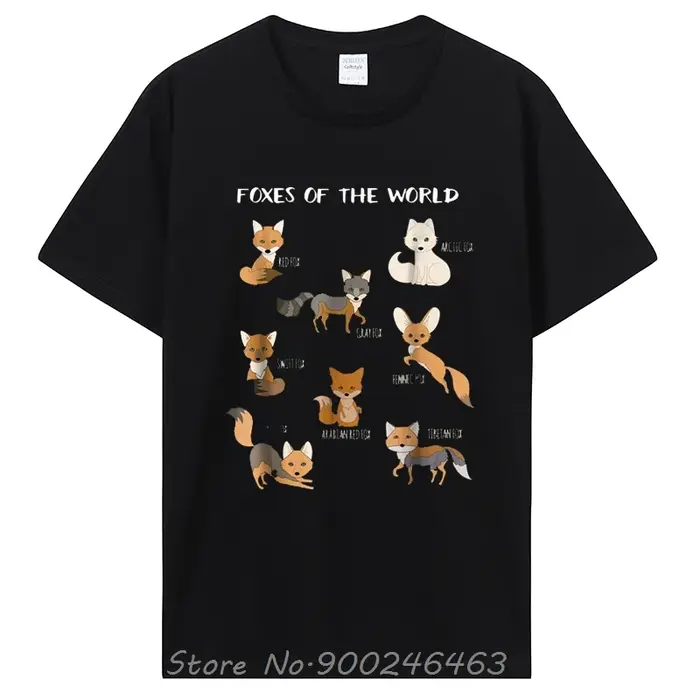 Renards du monde drôle renard animaux T-Shirt éducatif hauts à la mode coton T-Shirt surdimensionné 