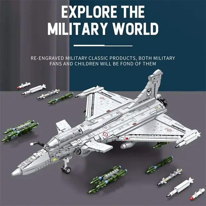 Décennie s de construction de modèle de chasseur Rafale, série d'avion militaire bricolage, briques 