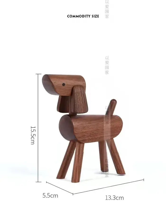 Figurine artisanale en bois pour chiot, ornement de Table de bureau, modèle de Sculpture, décoration